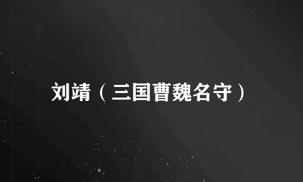 刘靖（三国曹魏名守）