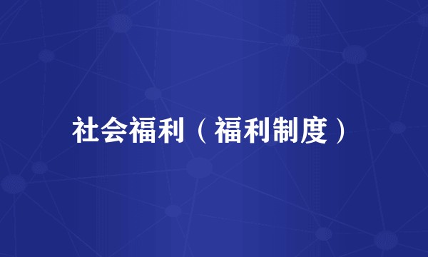 社会福利（福利制度）