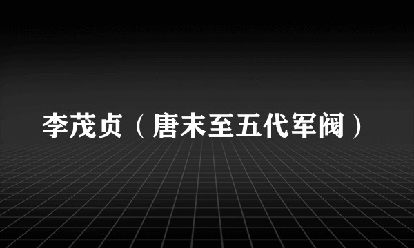 李茂贞（唐末至五代军阀）