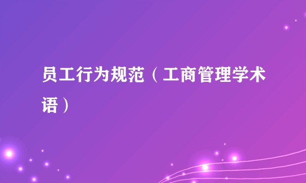 员工行为规范（工商管理学术语）