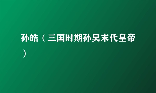 孙皓（三国时期孙吴末代皇帝）