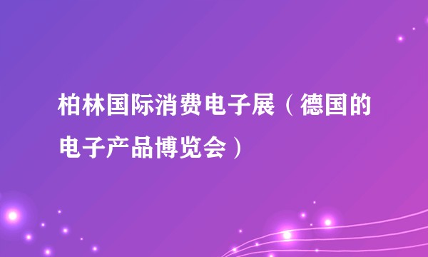 柏林国际消费电子展（德国的电子产品博览会）