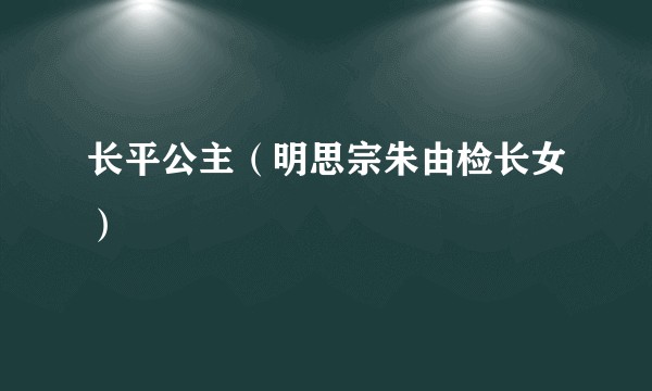 长平公主（明思宗朱由检长女）