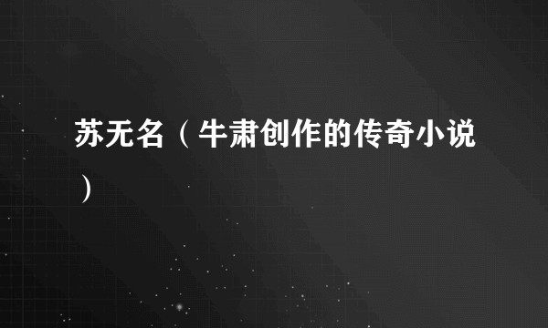 苏无名（牛肃创作的传奇小说）