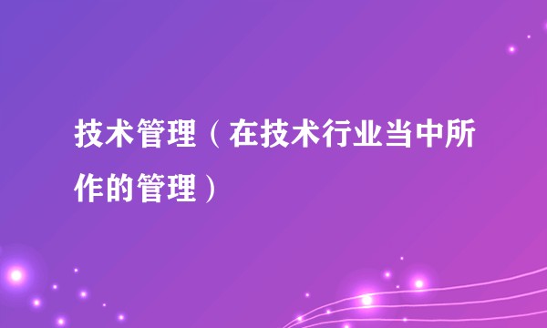 技术管理（在技术行业当中所作的管理）