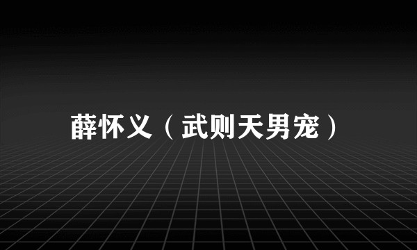 薛怀义(武则天男宠)