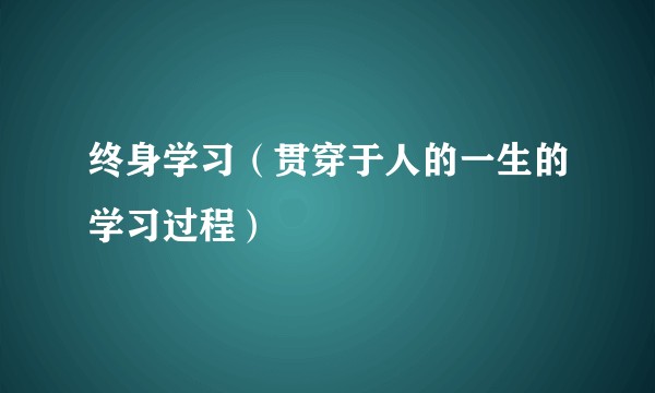 终身学习（贯穿于人的一生的学习过程）