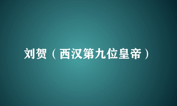 刘贺（西汉第九位皇帝）