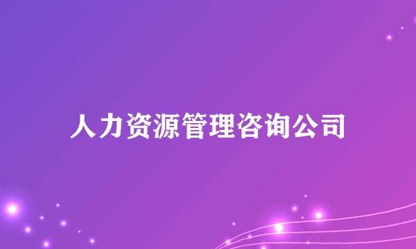 人力资源管理咨询公司