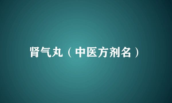 肾气丸（中医方剂名）