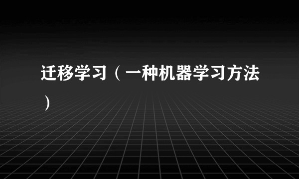 迁移学习（一种机器学习方法）