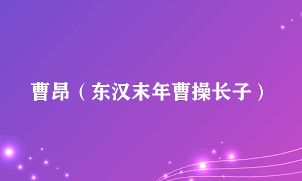 曹昂(东汉末年曹操长子)