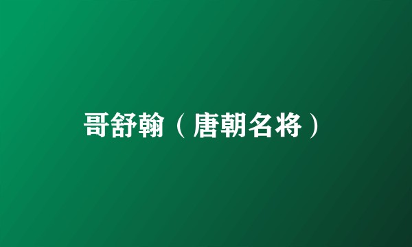 哥舒翰(唐朝名将)