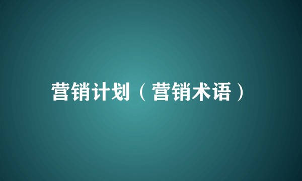 营销计划（营销术语）