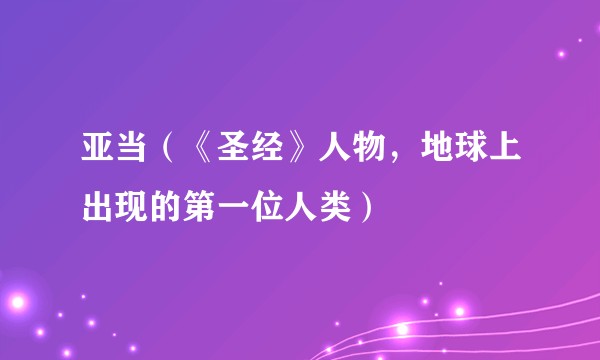 亚当（《圣经》人物，地球上出现的第一位人类）