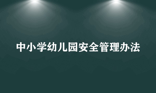 中小学幼儿园安全管理办法