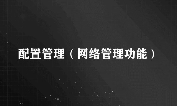 配置管理（网络管理功能）
