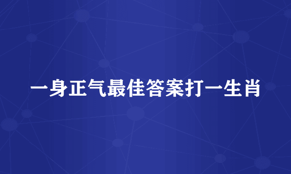一身正气最佳答案打一生肖