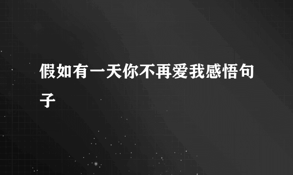 假如有一天你不再爱我感悟句子