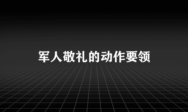 军人敬礼的动作要领