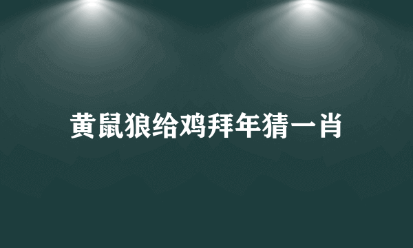 黄鼠狼给鸡拜年猜一肖