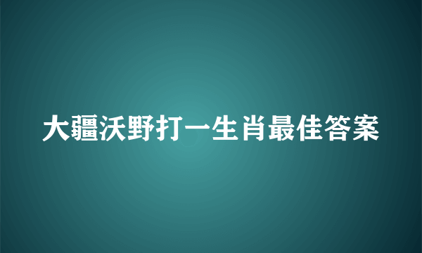 大疆沃野打一生肖最佳答案