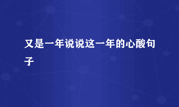 又是一年说说这一年的心酸句子