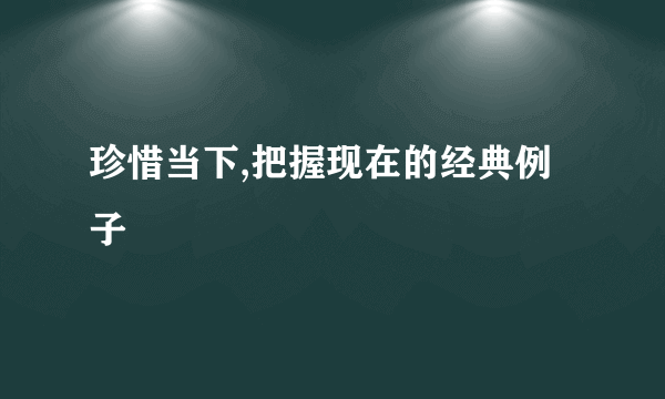 珍惜当下,把握现在的经典例子