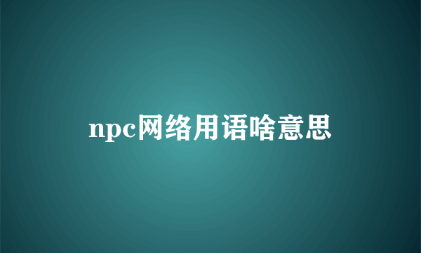 npc网络用语啥意思