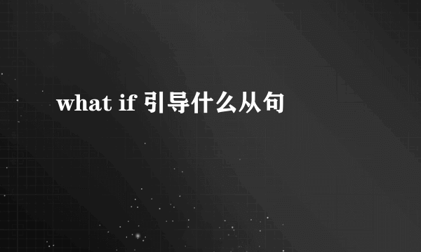 what if 引导什么从句