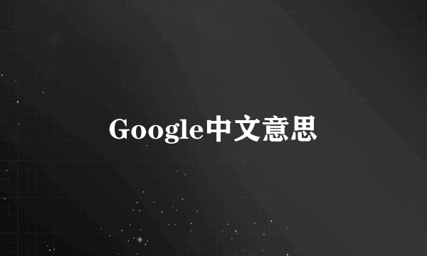 Google中文意思