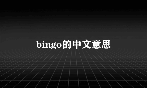 bingo的中文意思