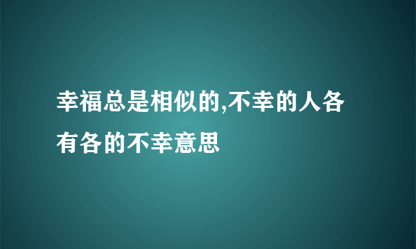 幸福总是相似的,不幸的人各有各的不幸意思