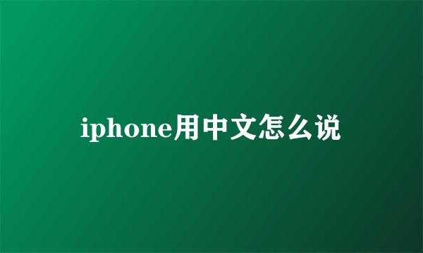 iphone用中文怎么说