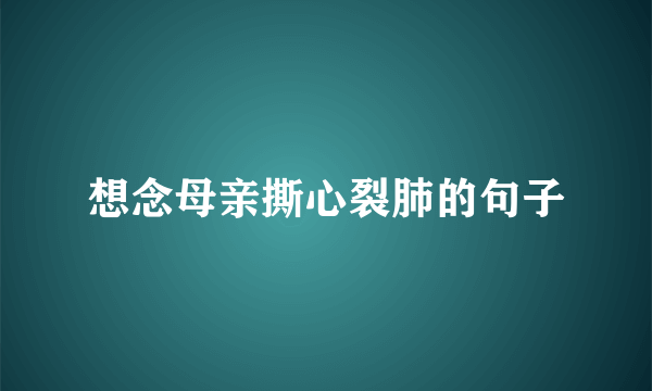 想念母亲撕心裂肺的句子