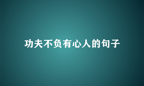 功夫不负有心人的句子