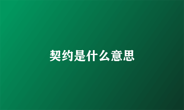 契约是什么意思