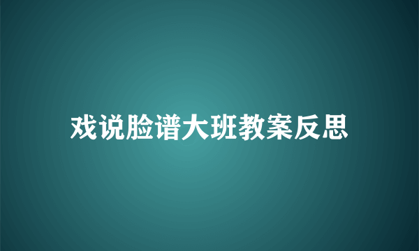 戏说脸谱大班教案反思