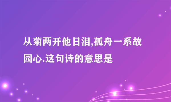 从菊两开他日泪,孤舟一系故园心.这句诗的意思是