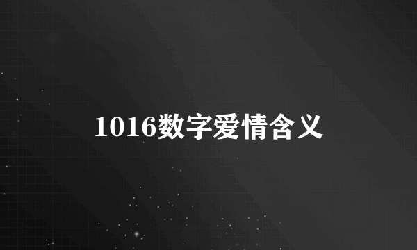 1016数字爱情含义
