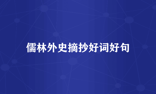 儒林外史摘抄好词好句