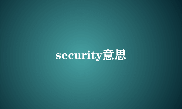 security意思