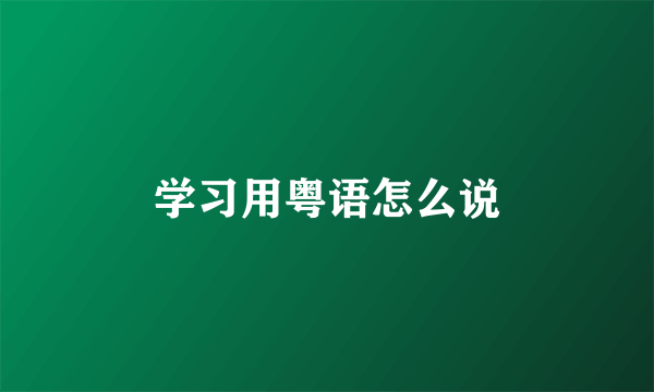 学习用粤语怎么说