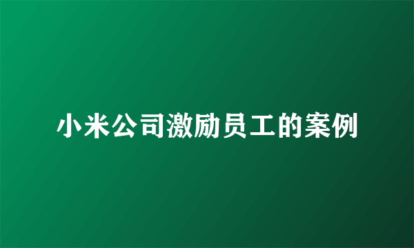 小米公司激励员工的案例