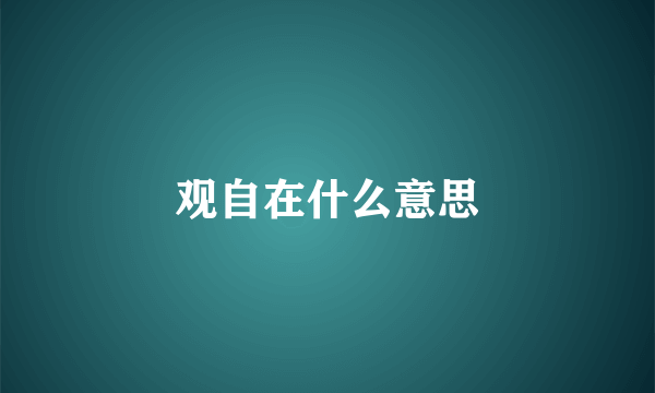 观自在什么意思