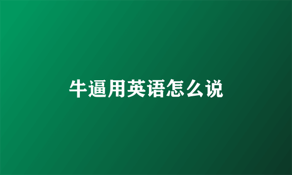 牛逼用英语怎么说