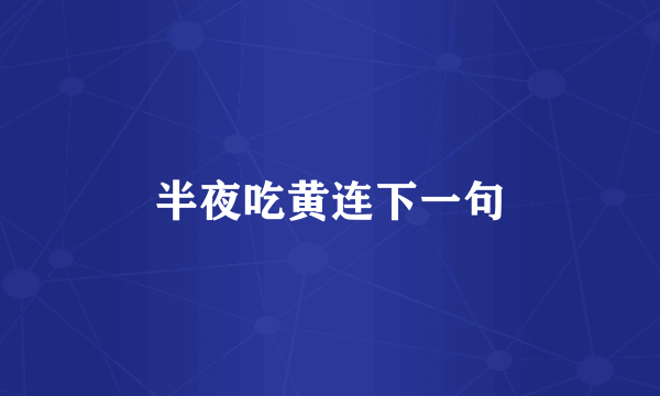 半夜吃黄连下一句
