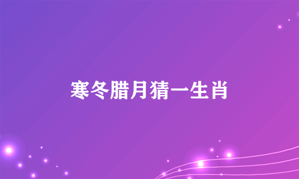 寒冬腊月猜一生肖