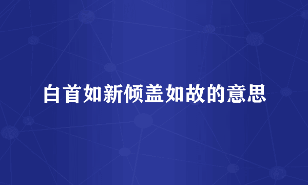 白首如新倾盖如故的意思