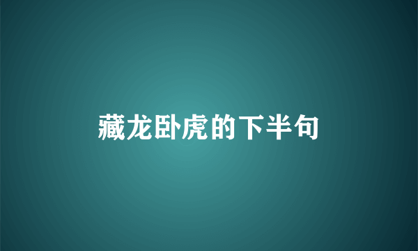 藏龙卧虎的下半句